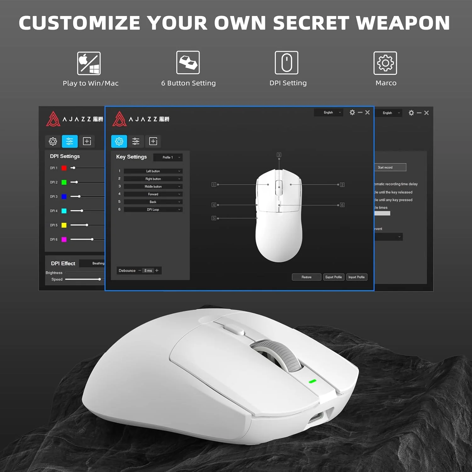 AJAZZ AJ139 PRO Mouse PAW3395 4000Hz Polling Rate 26000DPI Max 59g Lightweigh - Image 12