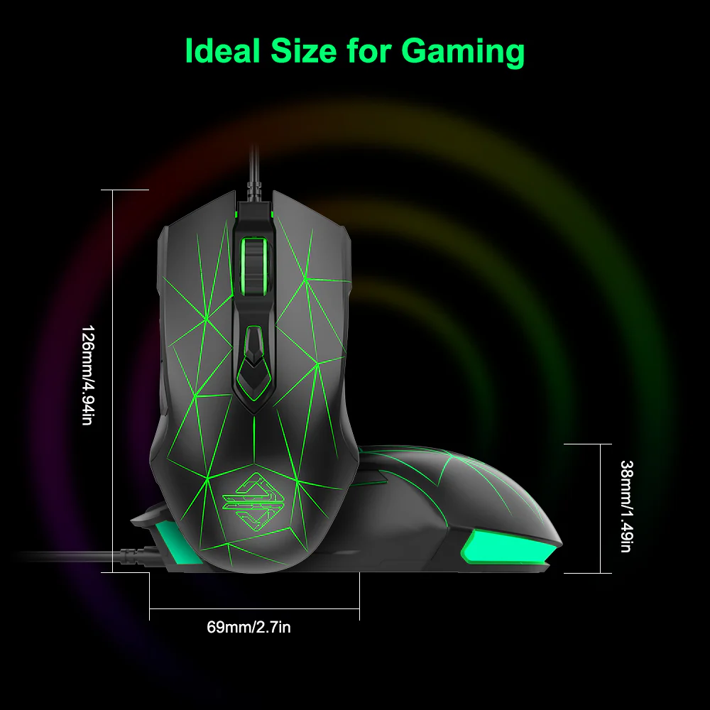 AJAZZ AJ52 Mouse 2500DPI ADNS-5050Gaming Chip 1000HZ Polling Rate Plug Play Wired 7 Programmable Buttons Mouse - Image 10