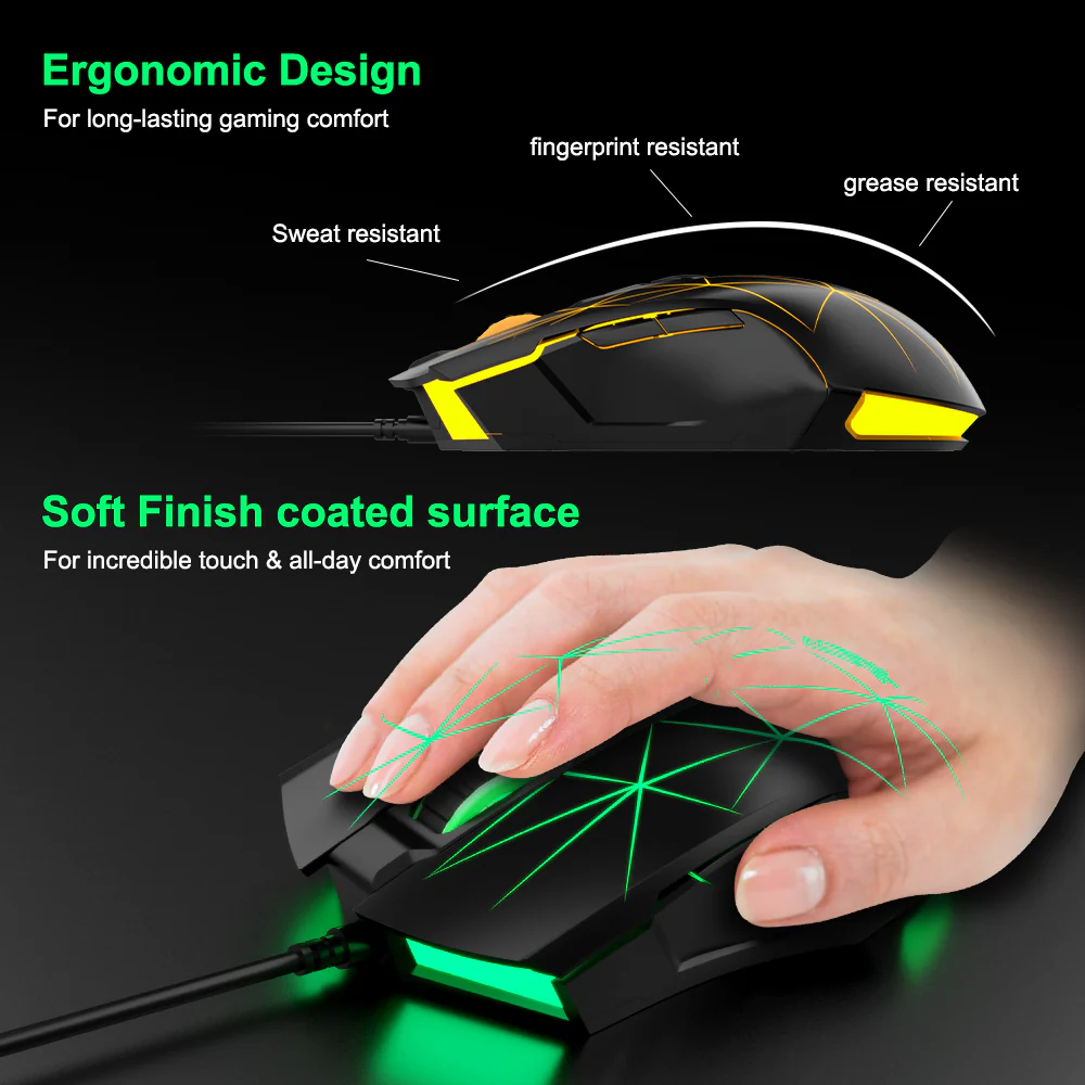 AJAZZ AJ52 Mouse 2500DPI ADNS-5050Gaming Chip 1000HZ Polling Rate Plug Play Wired 7 Programmable Buttons Mouse - Image 12