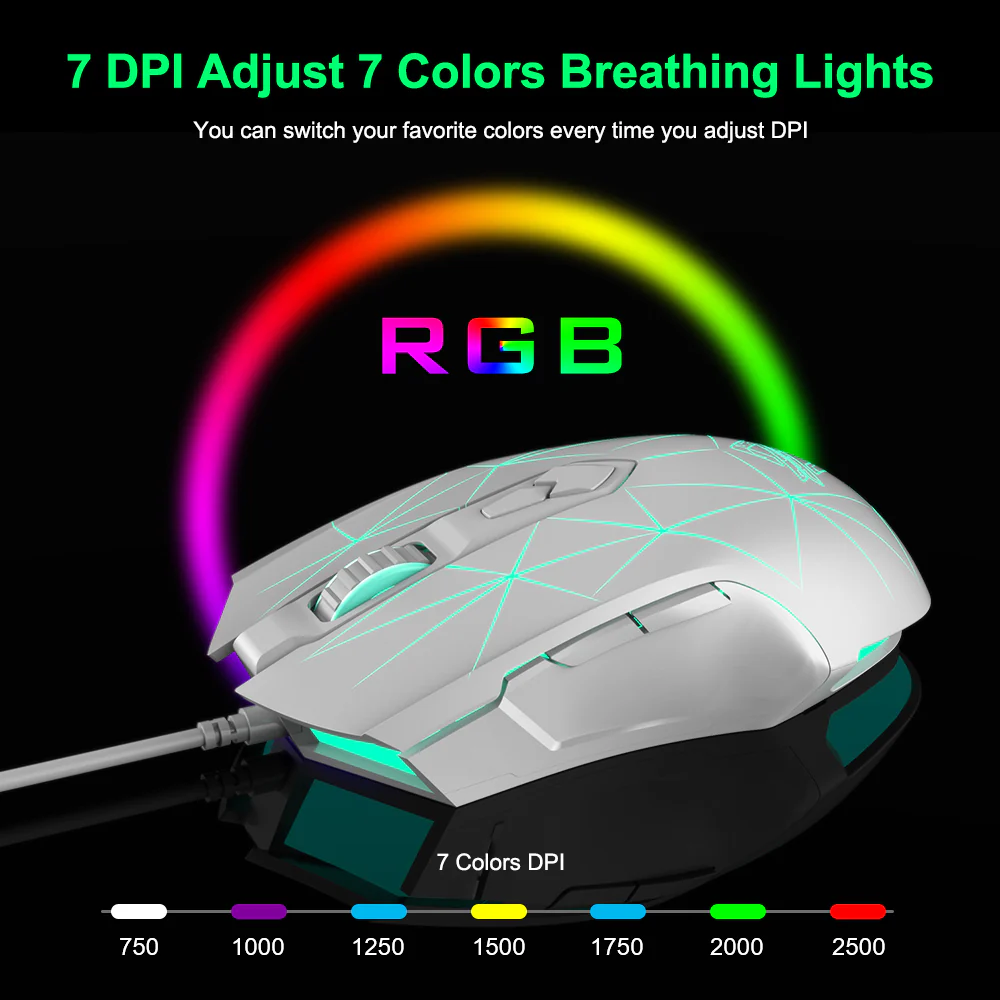 AJAZZ AJ52 Mouse 2500DPI ADNS-5050Gaming Chip 1000HZ Polling Rate Plug Play Wired 7 Programmable Buttons Mouse - Image 15