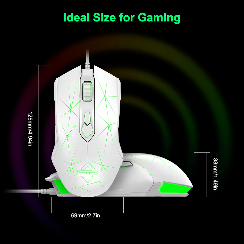 AJAZZ AJ52 Mouse 2500DPI ADNS-5050Gaming Chip 1000HZ Polling Rate Plug Play Wired 7 Programmable Buttons Mouse - Image 19