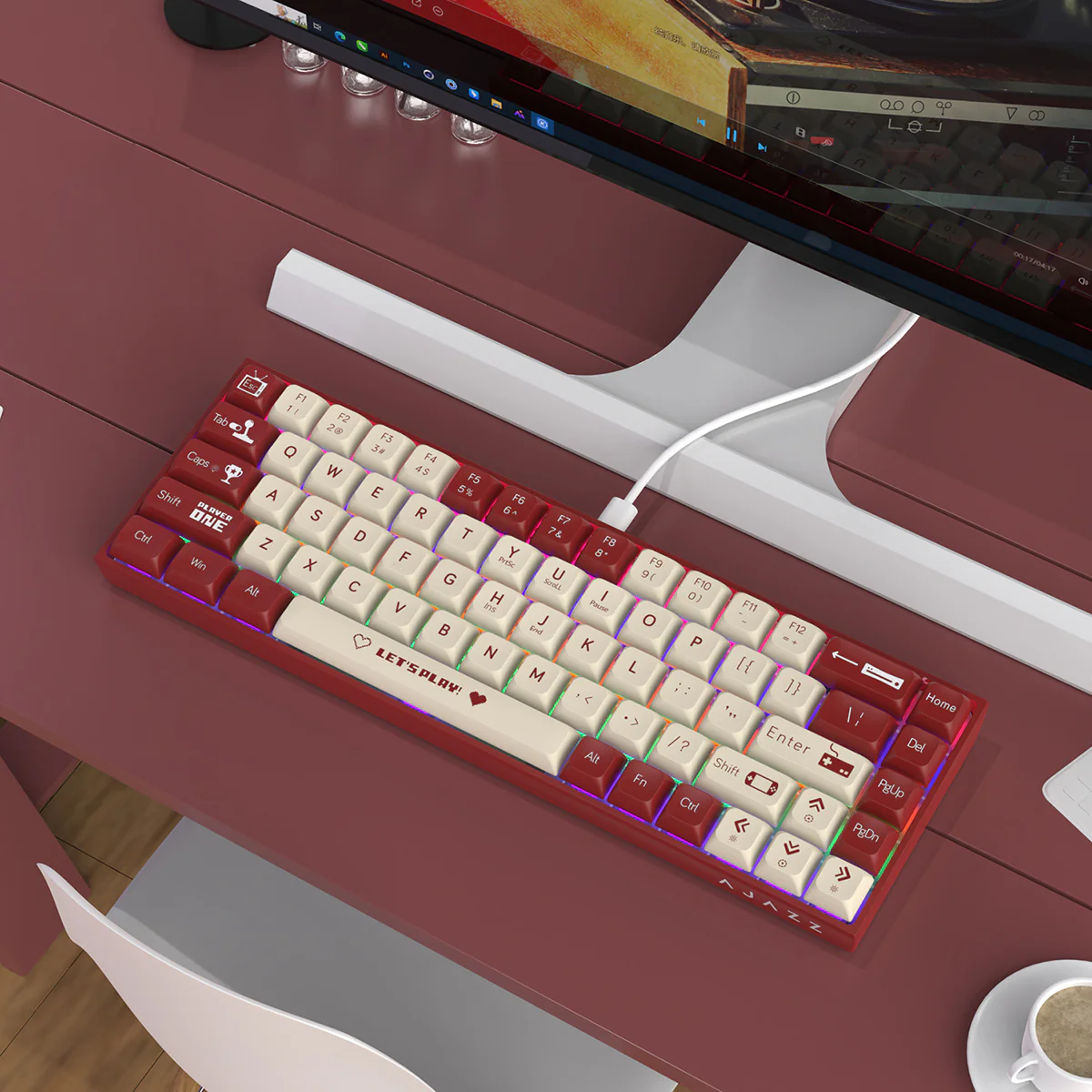 AJAZZ AK680 Keyboard wired Mixed color lights Dual key caps  Full key hot swappable - Image 11