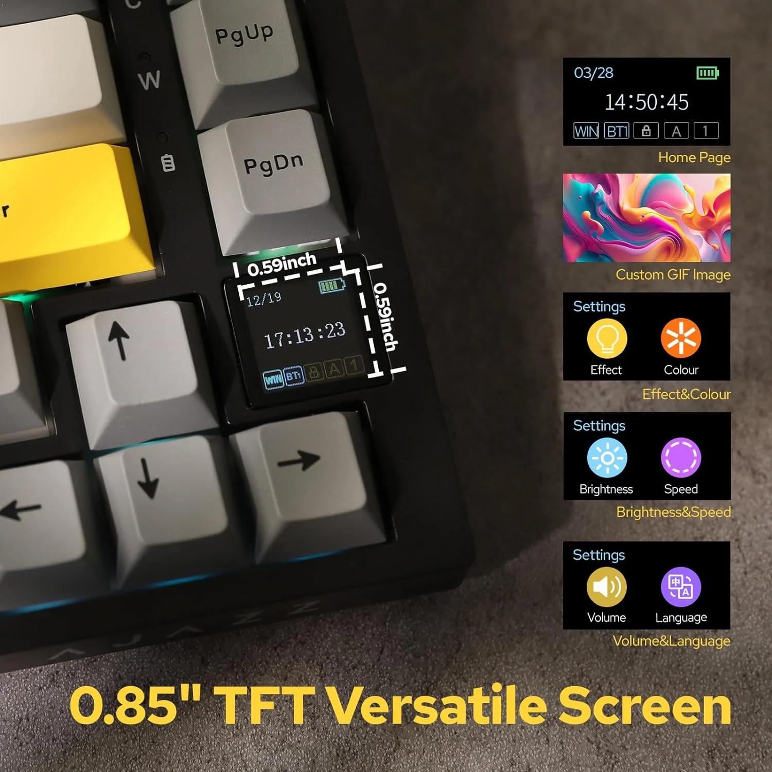 AJAZZ AK820 PRO Mechanical Keyboard TFT Screen Bluetooth /2.4G wireless /Wired Mode RGB Hot-Swap Compatible with Windows/Mac - Image 4