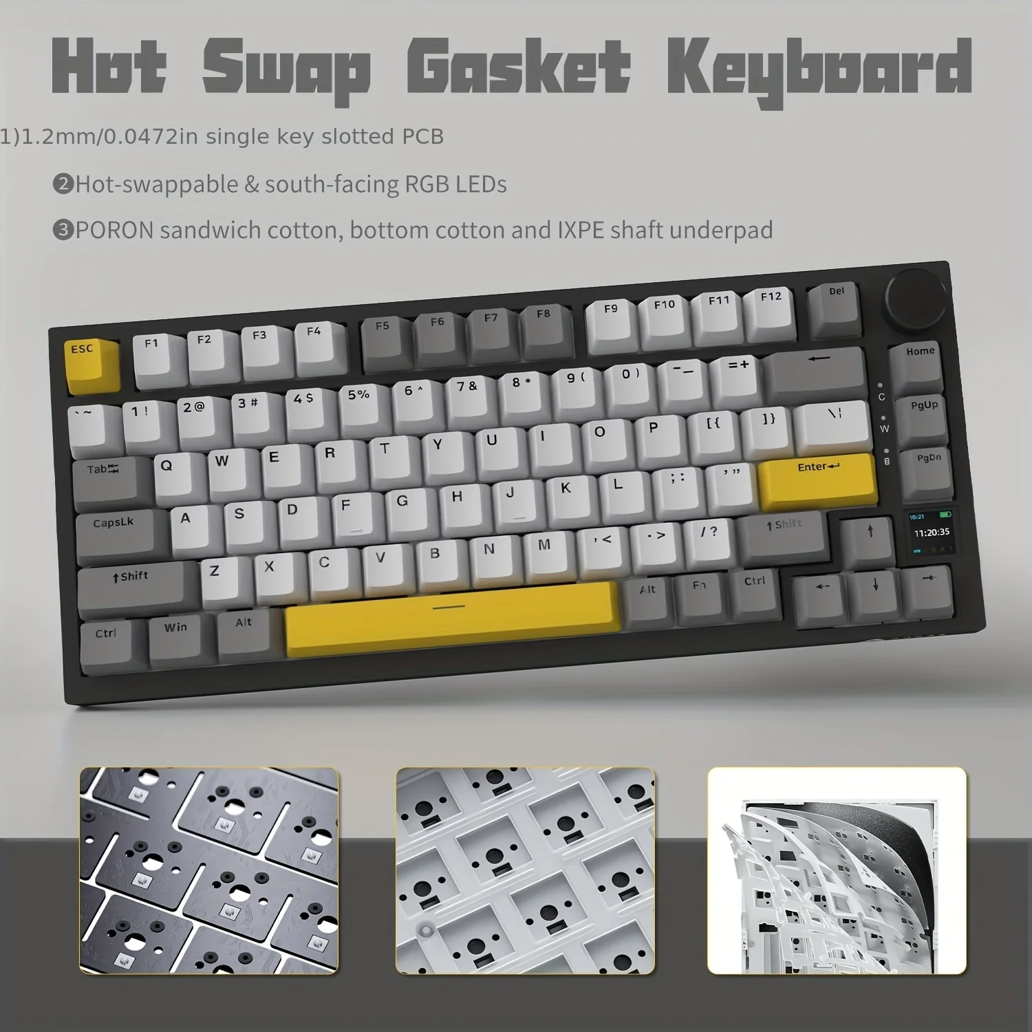 AJAZZ AK820 PRO Mechanical Keyboard TFT Screen Bluetooth /2.4G wireless /Wired Mode RGB Hot-Swap Compatible with Windows/Mac - Image 8